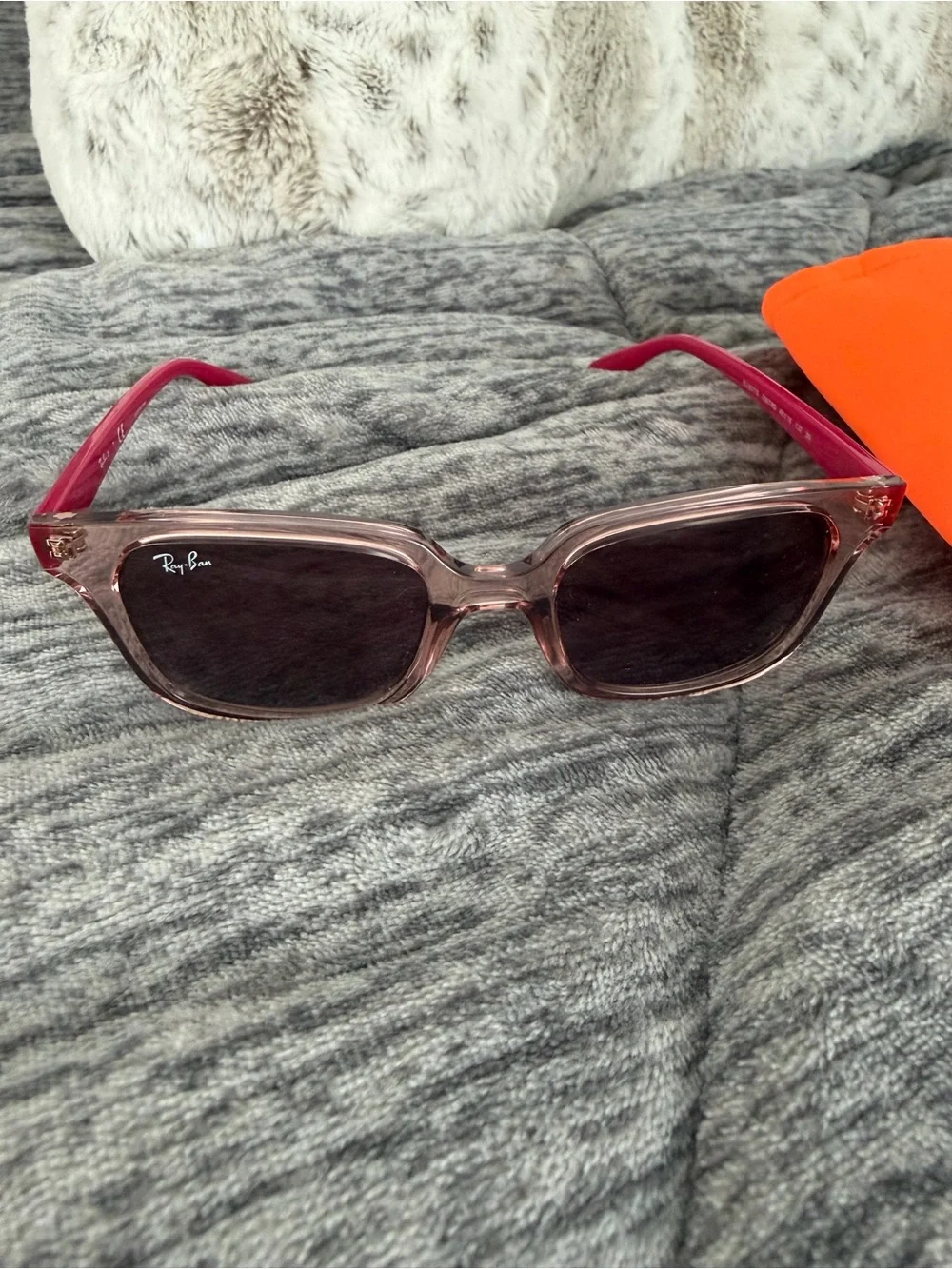 Ray-Ban Girls Pink Sunglasses - Transparent Pink Frame